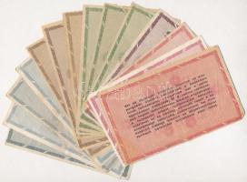 1946. 14db-os vegyes adópengő bankjegy tétel, közte vágáshiba, fordított címeres és "amelyekNEK...