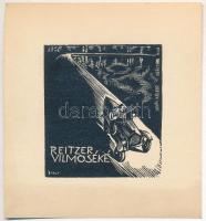 Bordás Ferenc (1911-1982):Ex libris Reitzer Vilmoséké fametszet, papír, jelzett a dúcon 4×4 cm