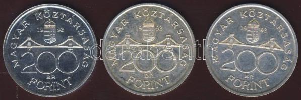 1992. 200Ft Ag "MNB" (3x) T:BU