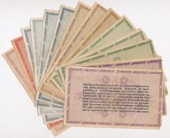 1946. 14db-os vegyes adópengő bankjegy tétel, közte vágáshiba, fordított címeres és "amelyekNEK...