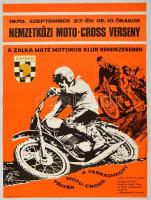 1970 Thaly Zoltán (1938-): Nemzetközi Moto-Cross Verseny plakát,ofszet, hajtásnyomokkal, 67x47 cm