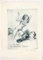 Max Schenke (1891-1957): Erotikus ex libris Bálint Alexander. Rézkarc, papír, jelzett, 11×8 cm