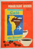 1969 Café do Brasil, kávé reklámplakát, ofszet, hajtásnyomokkal, apró szakadásokkal, 67x47,5 cm