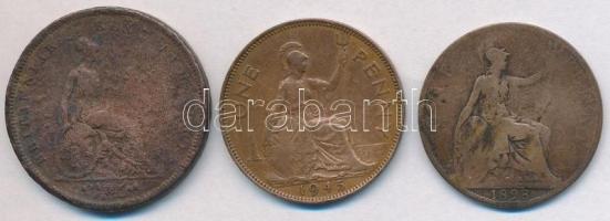 Nagy-Britannia 1826. 1f Cu "IV. György" + 1898. 1p Br "Viktória" + 1945. 1p Br &...