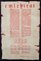 1972 A Bánki Donát Gépipari Műszaki Főiskola győri kihelyezett tagozatának emlékirata, filcre nyomtatva, 47x31 cm