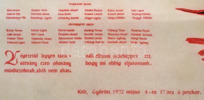 1972 A Bánki Donát Gépipari Műszaki Főiskola győri kihelyezett tagozatának emlékirata, filcre nyomta...