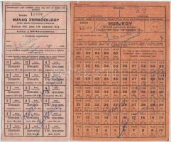 1943-1946. 5db-os élelmiszerjegy tétel, közte "MÁVAG Zsiradékjegy" ívben, "Állami tej...