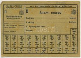 1943-1946. 5db-os élelmiszerjegy tétel, közte "MÁVAG Zsiradékjegy" ívben, "Állami tej...