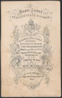 cca 1864 Mihály József fényképész egri műtermében készült, vizitkártya méretű fénykép, 10x6 cm