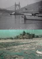 Budapest, a régi Erzsébet híd és a Kossuth híd, 2 db szabadon felhasználható vintage diapozitív felvétel (24x36 mm) és az ezekről készített mai nagyítások (9x12 cm)
