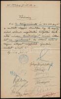1928 Főkapitányhelyettes kézzel írt rendelete szegény diákok külföldre utazásának tilalmáról, Magyar Kir. Államrendőrség pecsétjével, főkapitányhelyettes aláírásával, 33,5x21 cm