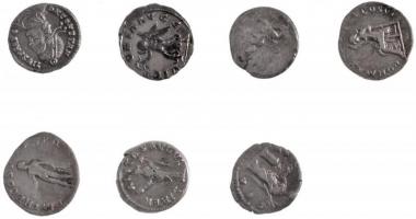 Római Birodalom 7db-os vegyes ezüstpénz tétel, benne hamis darab is, közte Vespasianus, Traianus, Ha...