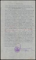 1931 A magyar királyi belügyminiszter körrendelete hírlapírói, újságíró, lapszerkesztői foglalkozás útlevélbe bejegyzéséről. Rendőrség útlevél osztály bélyegzővel, főtiszt aláírásával, 34x20 cm