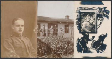 cca 1910-1932 Katonai fotólapok, fele feliratozott, 9x14 cm