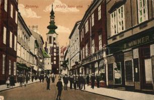 Pozsony, Pressburg, Bratislava; Mihály kapu utca, H. Wimmer üzlete / street view, shop (EK)
