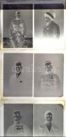 cca 1925 Eger, katonai portrék és kitüntetések, a Foto-GRÁF műteremben készült 13 db vintage üveglemez negatív, 12x16 cm