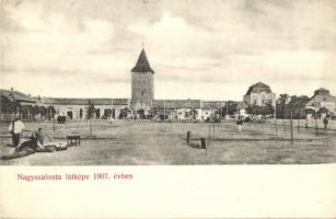 Nagyszalonta, Salonta; Wessely és Fazekas üzlete, látkép 1907-ből, Arany Emlékegyesület kiadása / shop, general view anno 1907 (EK)