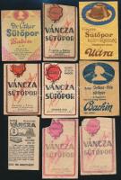 cca 1930 20 db sütőporos zacskó receptekkel, többek közt Dr. Oetker, Váncza + 1 db Dr. Oetker számolócédula