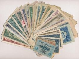 Vegyes: 31db-os papír és fémpénz tétel, túlnyomórészt magyar bankjegyek a pengő időszakból, benne Pé...