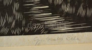 Gy. Szabó Béla: Lovak. Fametszet, papír, jelzett, paszpartuban, 33×49 cm