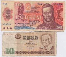 48db-os vegyes magyar és külföldi fémpénz tétel, mellette 9db vegyes magyar és külföldi bankjegy T:v...