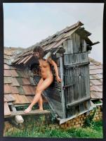 cca 1989 Menesdorfer Lajos: Rozoga építmény, feliratozott vintage fotóművészeti alkotás, 40x30 cm