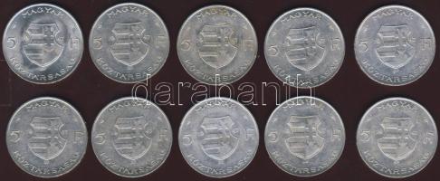 1947. 5Ft Ag "Kossuth" (10x) T:2 (többség),2/3 (kevés)