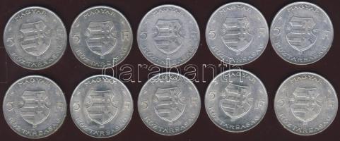 1947. 5Ft Ag "Kossuth" (10x) T:2 (többség),2/3 (kevés)