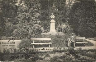 Buziásfürdő, Buzias; Trefort szobor, park, Heksch Manó kiadása / statue, park (EK)
