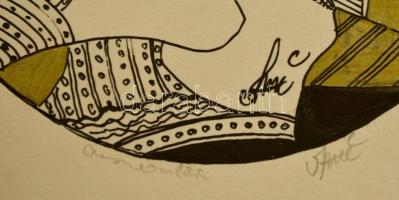 Szász jelzéssel: Női arc. Vegyes technika, karton, d: 14 cm