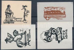 Haranghy Jenő (1894-1951): 3 db ex libris. Klisé, papír. Jelzettek a nyomaton, különböző méretben 4×5-6,5×4,5cm