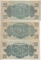 1944. 20P "A Vöröshadsereg Parancsnoksága" (3x) mind különböző méretű, közte a hivatalos m...