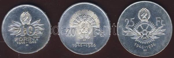 1956. 10Ft Ag + 20Ft Ag + 25Ft Ag "10 éves a Ft" sor T:1/2