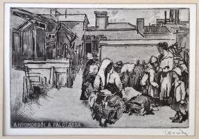 Rozanits Tibor (1931-): A nyomorból a palotákba. Rézkarc, papír, jelzett, 20×30 cm