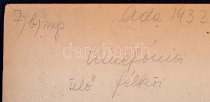 1932 Kinefónia - ülő félkör, fotó ADA, aláírt és feliratozott vintage fotóművészeti alkotás, Szentpá...