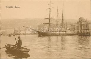 Trieste - leporello postcard booklet with 9 unused cards, canal, port, harbor, steamships, Photobrom...