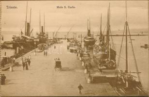 Trieste - leporello postcard booklet with 9 unused cards, canal, port, harbor, steamships, Photobrom...