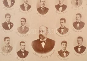 1895 Budapest, Evangélikus Főgimnázium tanárai és végzős diákjai, kistabló 32 nevesített portréval, ...