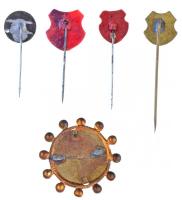 5db-os vegyes magyar címer kitűző tétel, közte műanyag, festett és zománcozott verziók is T:2 egyről...