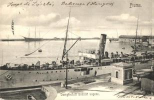 Fiume, Dampfschiff Gödöllő, 466. sz. Divald Károly / Gödöllő tengeri személyszállító gőzhajó / Hungarian passenger steamship at the Adriatic port of Rijeka (EB)