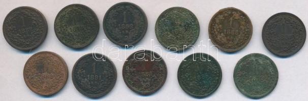 1878KB-1892KB 1kr (11xklf) T:2-3 ph., patina