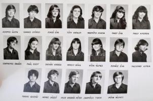 1980 Budapest, József Attila Gimnázium tanári kara és végzett diákjai, kistabló 45 nevesített portré...