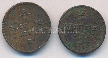 1781B 1/4kr Cu "II. József" + 1781S 1/4kr Cu "II. József" T:3,3-