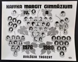 1980 Budapest, Kaffka Margit Gimnázium tanári kara és végzett diákjai, kistabló 55 nevesített portréval, 24x30 cm