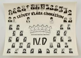 cca 1980 Budapest, Leövey Klára Gimnázium tanári kara és végzett diákjai, kistabló 48 nevesített portréval, 24x30 cm