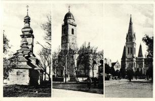 Munkács, Mukacevo; Görögkeleti, római és görög katolikus templomok / churches, &quot;1938 Beregszász visszatért&quot;