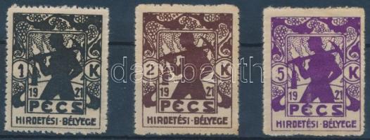 Pécs 1921 Hirdetési bélyegek MPIK I-III