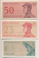 Indonézia 1964. 1S + 25S + 50S T:I- Indonesia 1964. 1 Sen + 25 Sen + 50 Sen C:AU