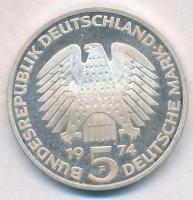 NSZK 1974F 5M Ag "25 éves az Alkotmány" T:2 patina FRG 1974F 5 Mark Ag "25th Annivers...