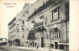 Budapest I. Vérmező út, gyógyszertár, Drogéria. Rothmüller Tőzsde kiadása. &quot;1911 Péceli Atlétikai Club&quot; pecsétje a hátoldalon